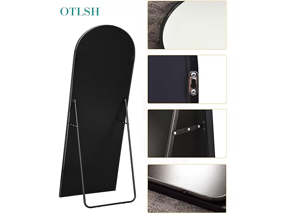 Full Length Arched Floor Mirror-Black