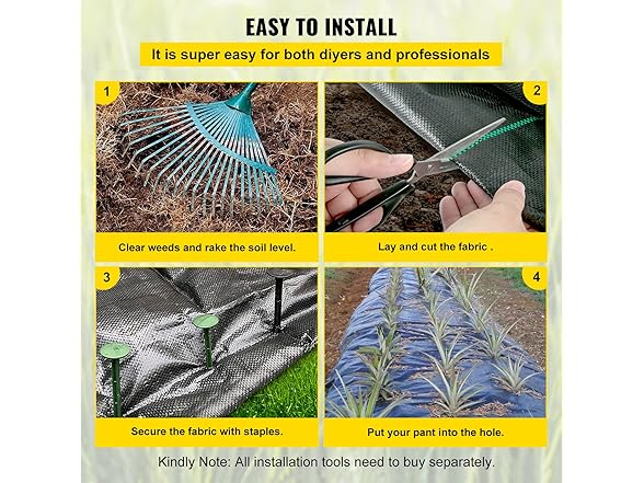 VEVOR 5FTx250FT Premium Heavy Duty Weed Barrier Landscape Fabric