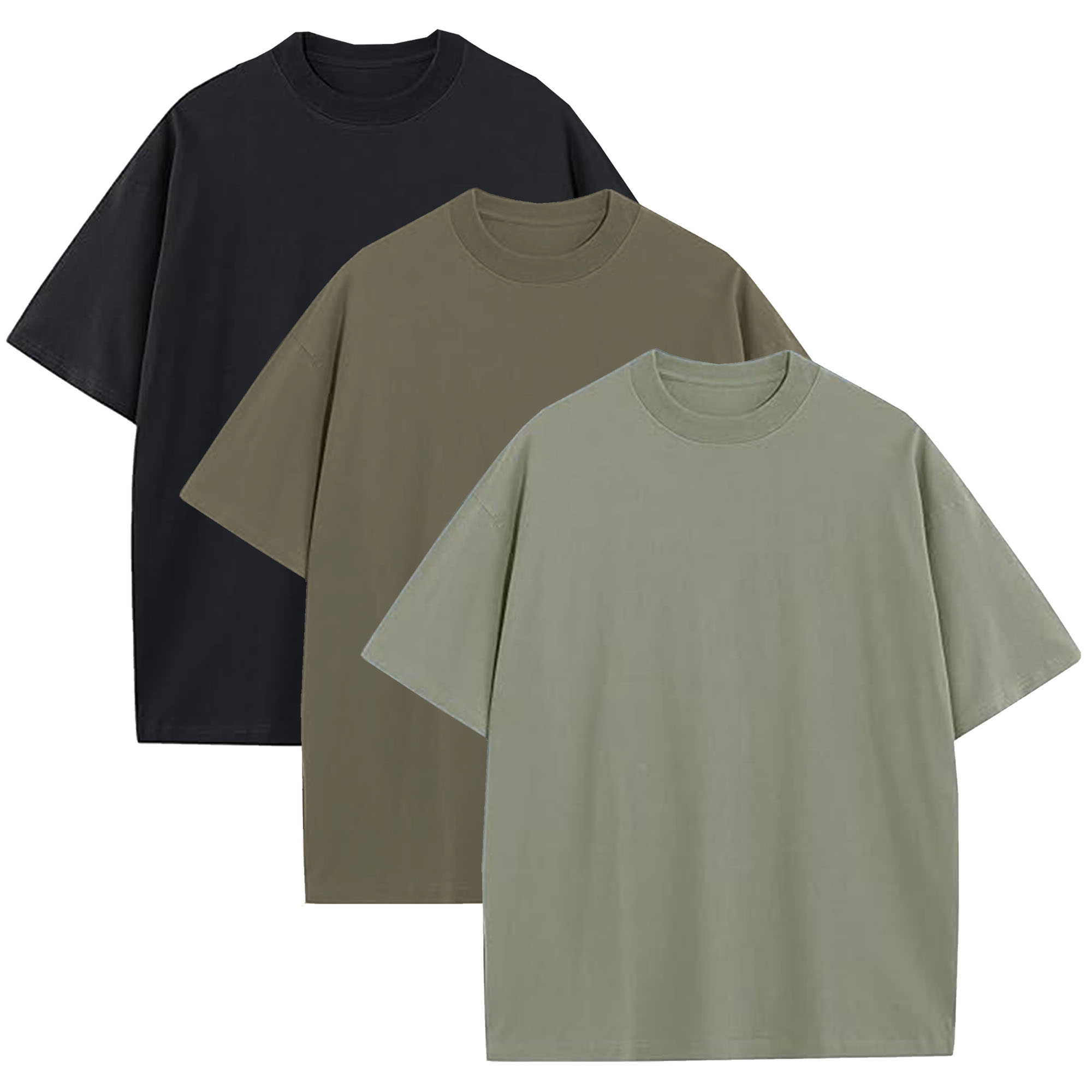Mens Oversized Drop Shoulder Cotton Tee (1, 3, or 5Pk) - Gallery 33