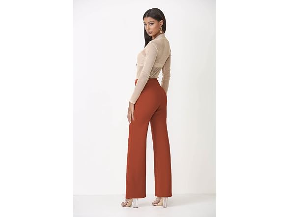 Cemi Ceri Women (M) High Waist Wide Pants Mahogany