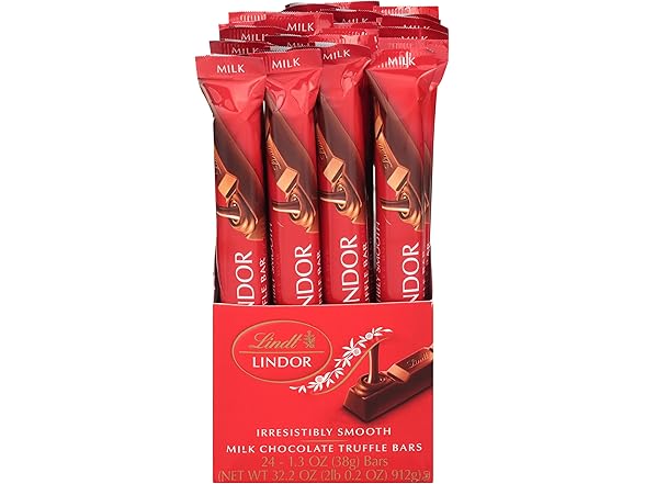 Lindt LINDOR Milk Choc Truffle Bar 24pk