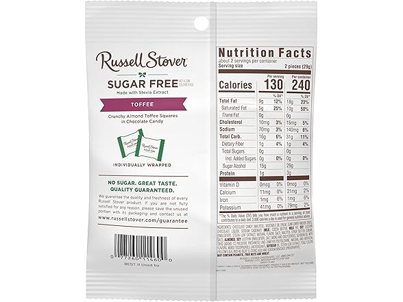 Russell Stover SF Toffee Choc Squares 10pk