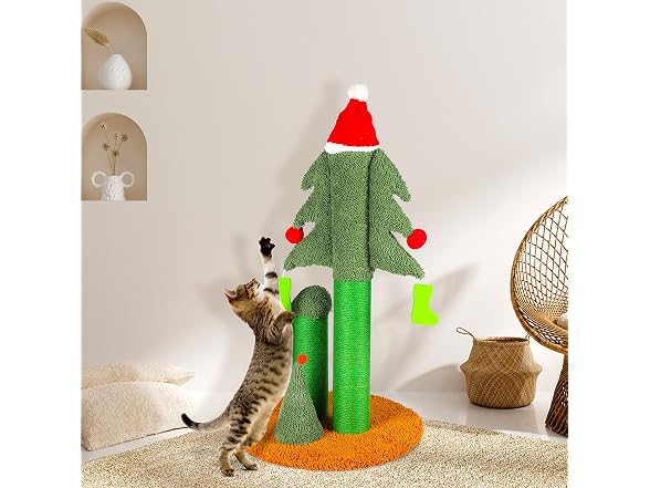 FluffyDream 32” Cat Scratching Post, Tall Christmas Tree