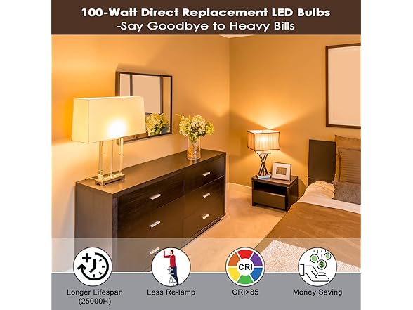 Yochoice 12-Pack A19 LED Light Bulbs, 100 W