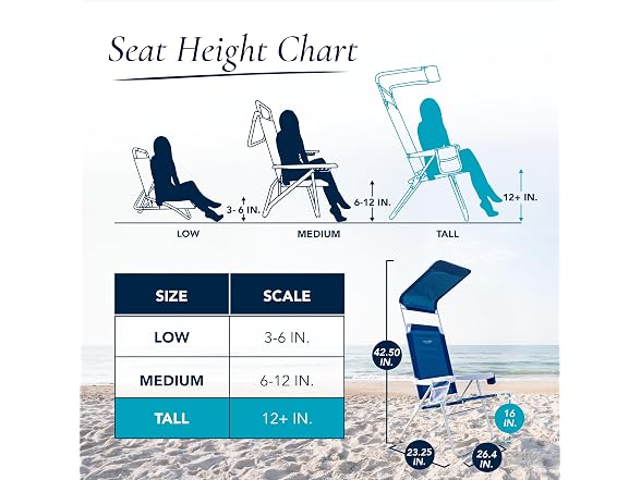 Caribbean Joe Folding Beach Chair, High Back, Navy