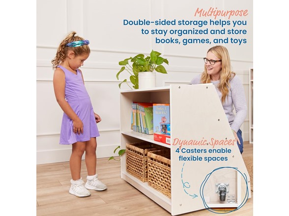 Double-Sided Mobile Book Display W/ Storage
