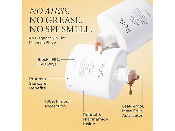 PUR Tinted Sunscreen for Face, 4-in-1 Skin Tint