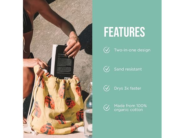 Sand Cloud Beach Towel Bag with Built-in Zipper Pocket