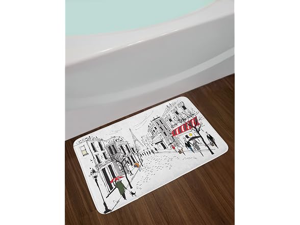 Ambesonne Paris Bath Mat, Old French Pedestri