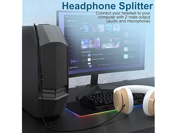 2-in-1 Y Aux Splitter Audio Cable Cord