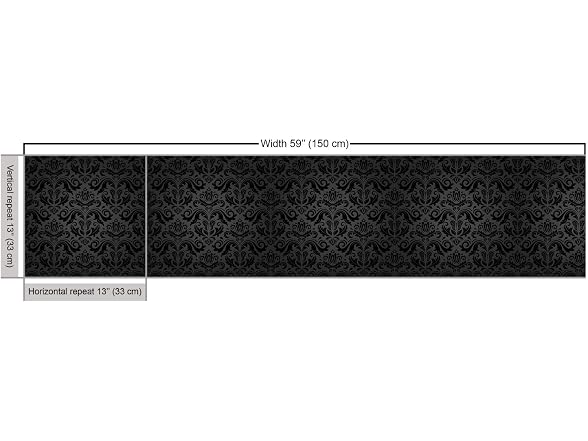 Ambesonne Dark Grey Fabric by The Yard, Black Damask