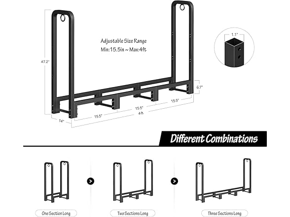 SunyesYoon Firewood Rack Outdoor 4ft