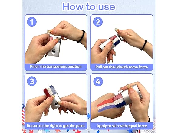 Rismise Red White Blue Stick Face Paint