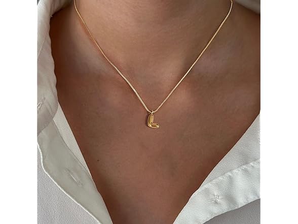 FICXOR Bubble Initial Necklace Gold