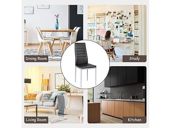 BANGTANE Set of 4 PU Leather Dining Side Chairs