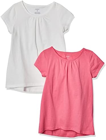 Carter's Big Girl's 2-Pack Tee Shirt, White/Pink, 5