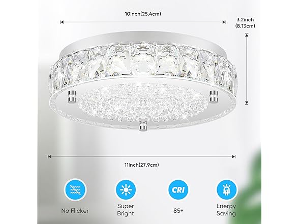 Brightever B0BV6S2DGK 11 Inch Crystal Ceiling Light