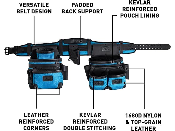 OX OX-U268601 OX 4-Piece Kevlar Construction Tool Belt  - Gallery 2
