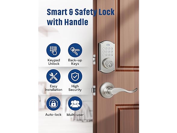 ELAMOR M19 SN Keyless Lever Door Lock Sanded Nickel