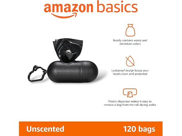 Amazon Basics Dog Poop Bags, 120 Count
