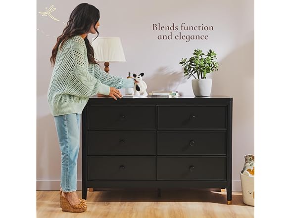 Little Seeds Aster 6-Drawer Dresser, Black