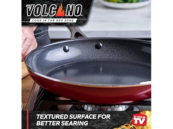 Red Volcano Textured Ceramic Nonstick, 14 Piece Set