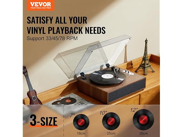 Vinyl Record Player, 3-Speed, Belt Driven
