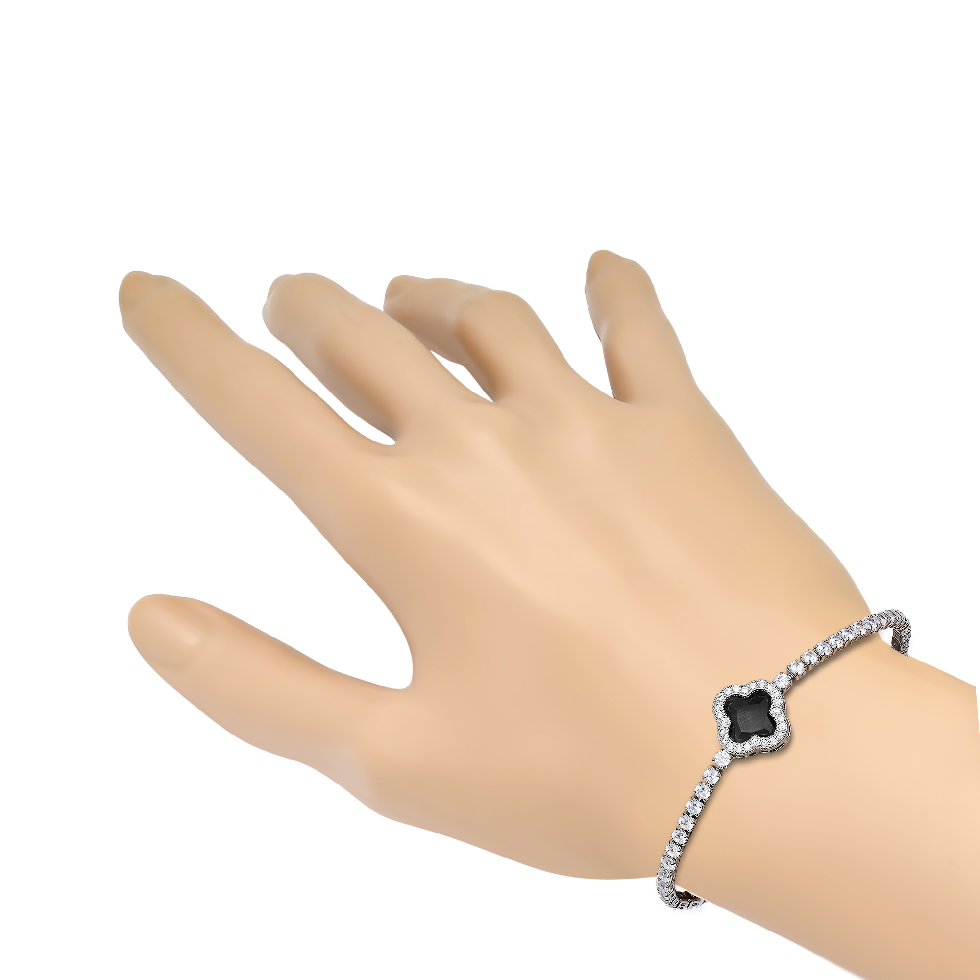 CZ Stone Square Charm Bracelet - Gallery 8