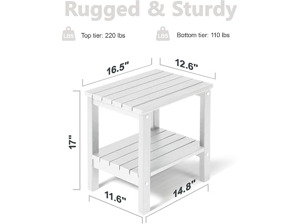 PASAMIC 2-Tier Adirondack Square Side Table