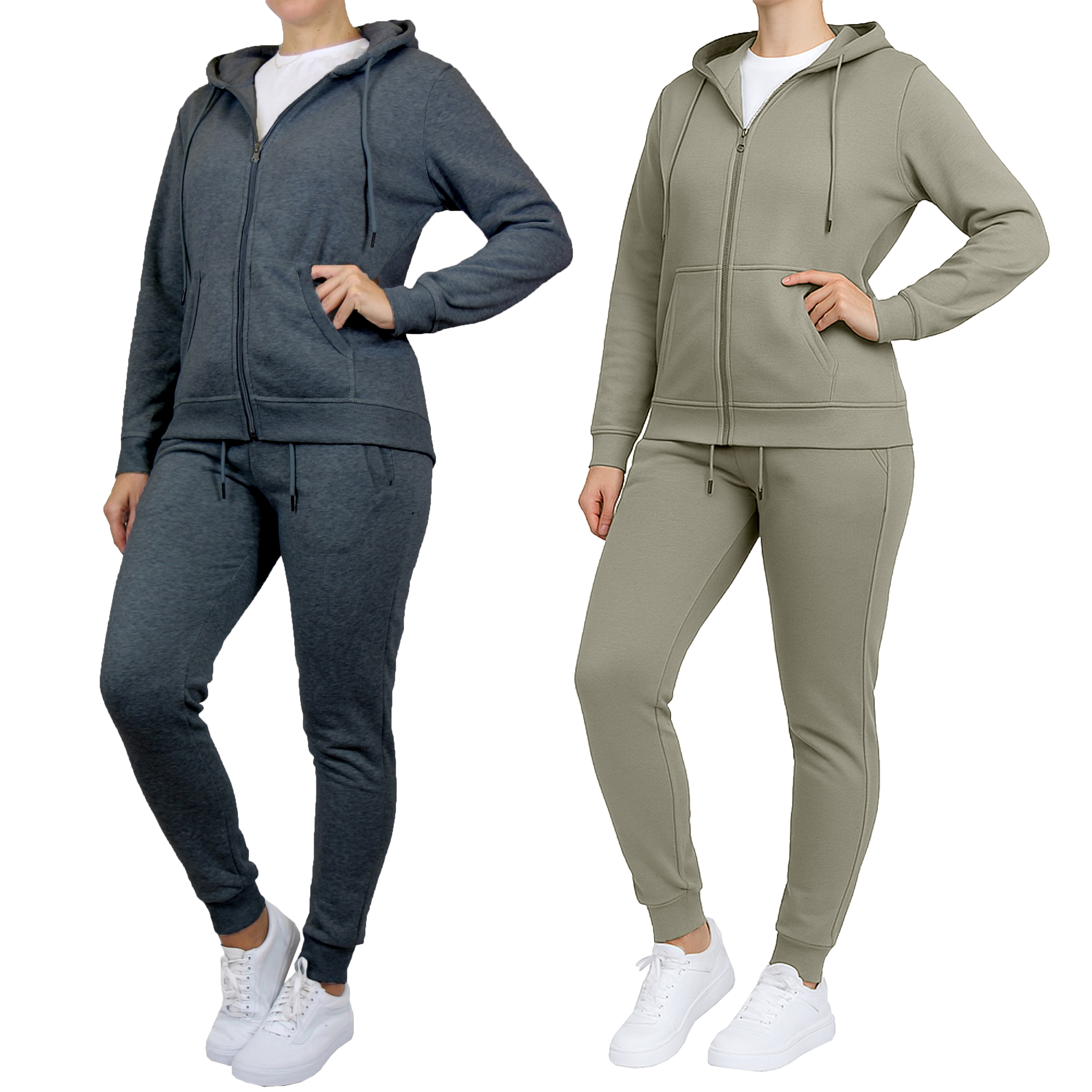 Womens Fleece-Lined Zip Hoodie & Jogger Set - Gallery 35