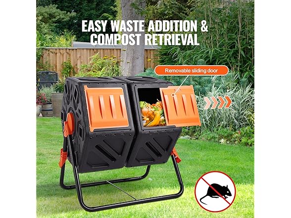 VEVOR 37-Gal Dual Chamber Composting Tumbler