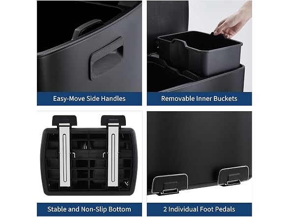 PrecisionAuto Step-On Recycling Bin Blac