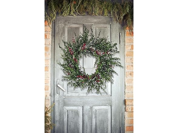 Abbott Collection Large Eucalyptus Faux Wreath with Berries
