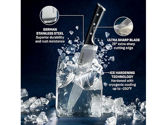 T-fal Ice Force German Stainless Steel Kitchen Knife Set 
