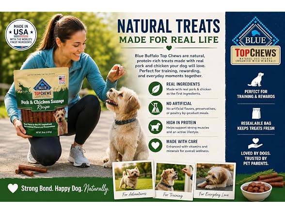 Blue Buffalo Top Chews Pork & Chicken Sausage Treat