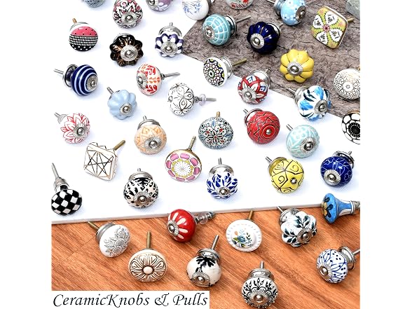 Indian Shelf 6 Pieces Wood Drawer Knobs