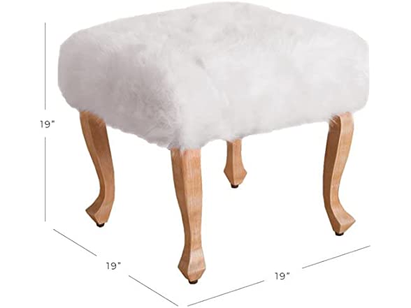 HomePop Faux Fur Square Stool