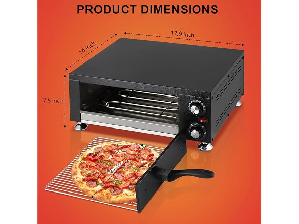 1100W Commercial Countertop Pizza Oven, 12 Inch 