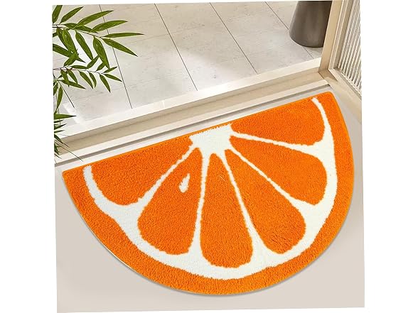 Cute Bath Mat, 31" x 20" Fruit Orange Half Ci