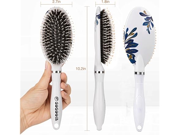 Sosoon Boar Bristle Hair Brush and Comb Black