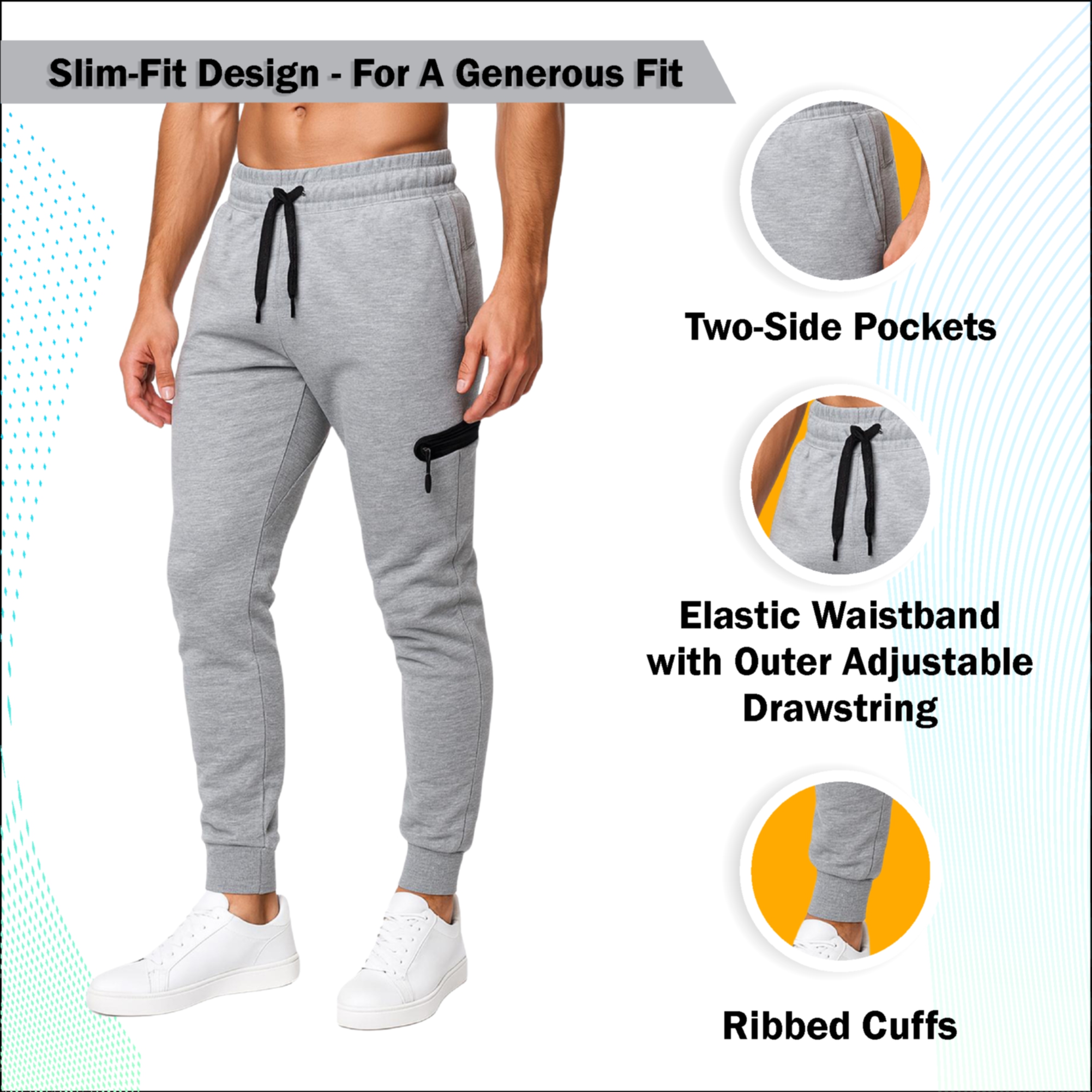 3Pk Asst Mens Tech Fleece Jogger Pants - Gallery 15