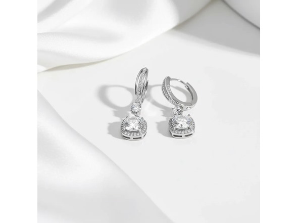 Moissanite Halo Drop Huggie Earrings