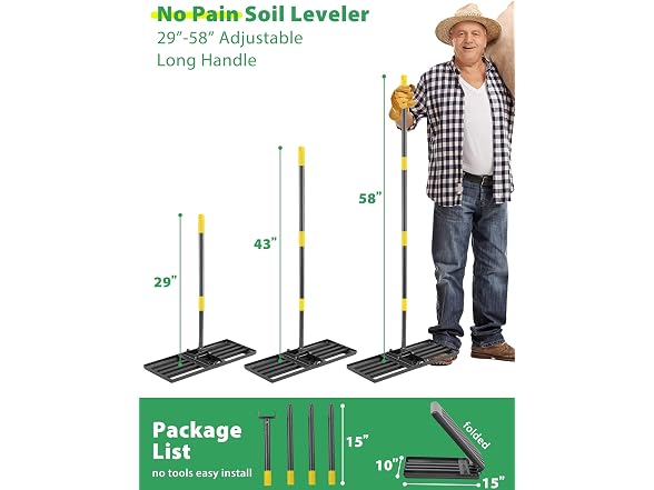 Feblomst Heavy Duty Lawn Leveling Rake 30"x10"