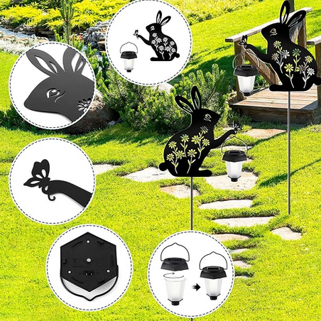 Hakol Bunny Solar Hanging Light – Outdoor Black w Light - Gallery 10
