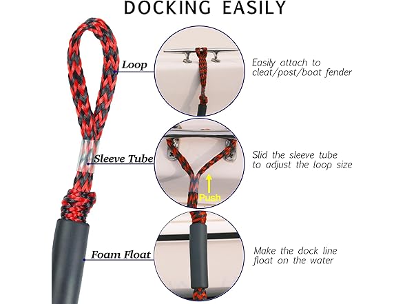 Geelu 2ft Bungee Dock Lines, 2-Pack