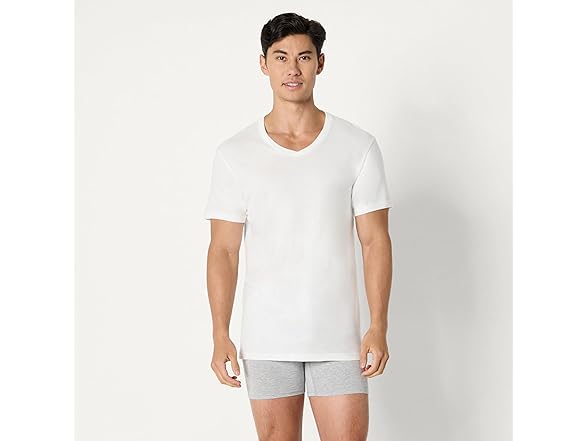AE Mens VNeck Breathable Cotton Undershirt 6Pk