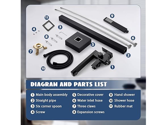 FAHKNS Matte Black Freestanding Bathtub