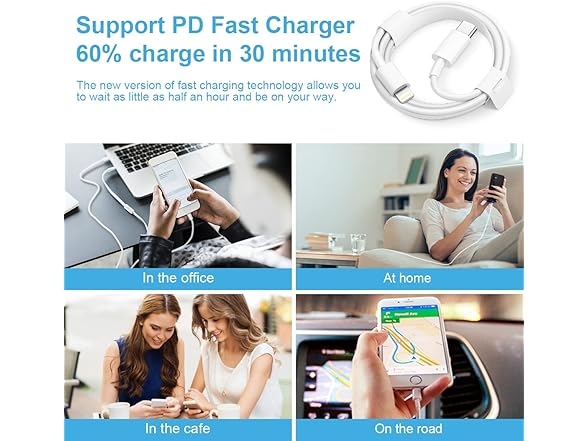 (2 PACK) 10FT Lightning Cable & 20W USB-C Charging Adapter