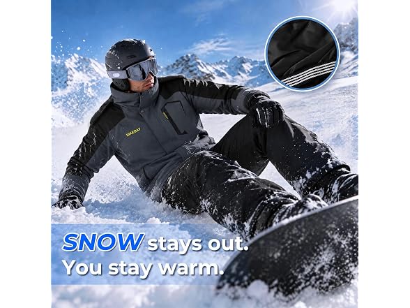 HIKEBAY Mens Waterproof Ski Jacket