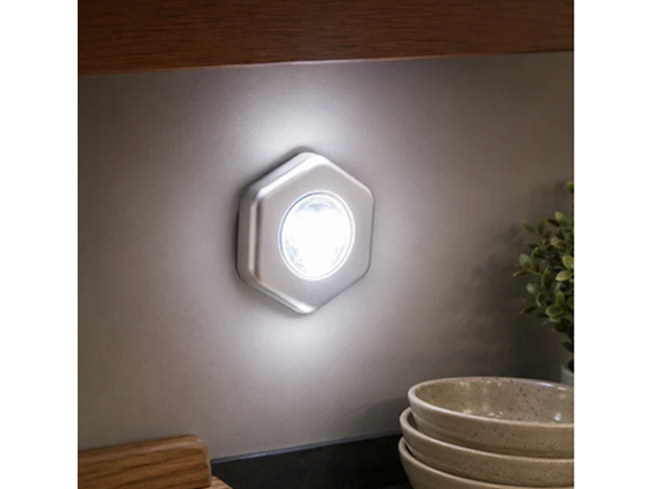 6-Pack Hexagon Puck Light Stick On LED Push Light